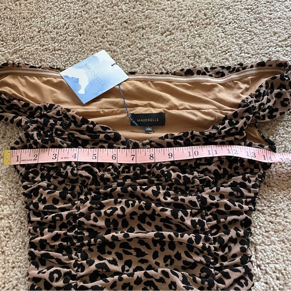 Majorelle Tabitha Ruched Bodycon Midi Dress Leopard Print Size Small - Picture 13 of 14